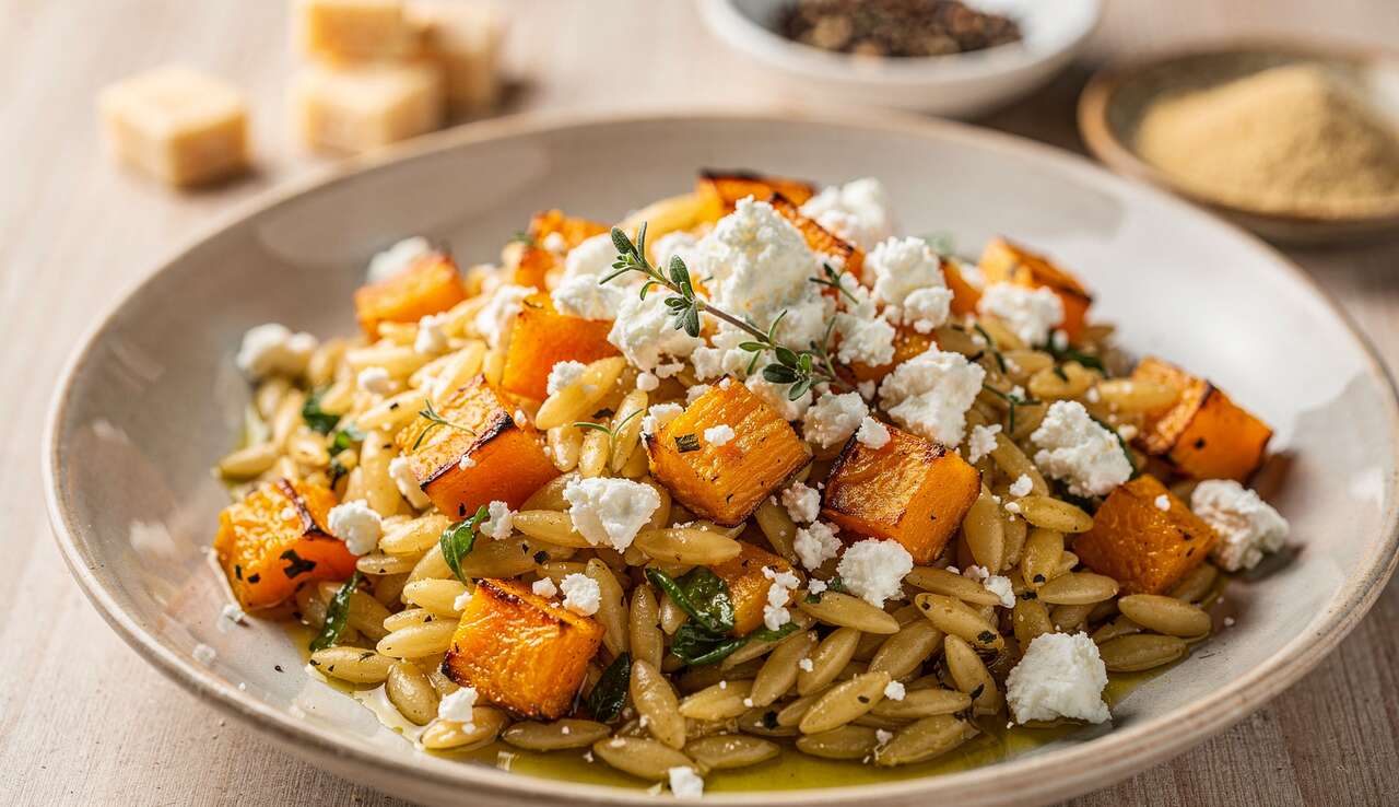 Orzo au potimarron et feta : recette gourmande et saine