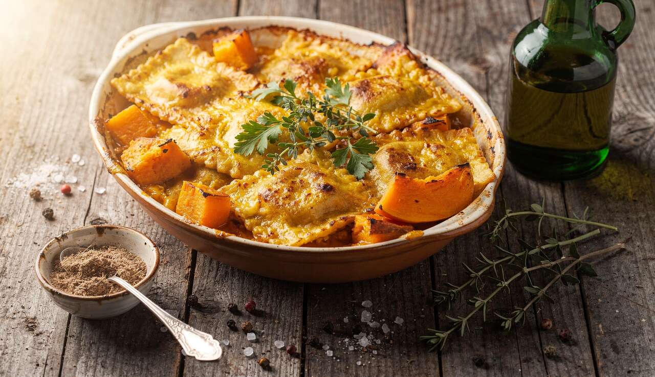 Gratin de Ravioles au Potimarron et Cheddar : recette Savoureuse