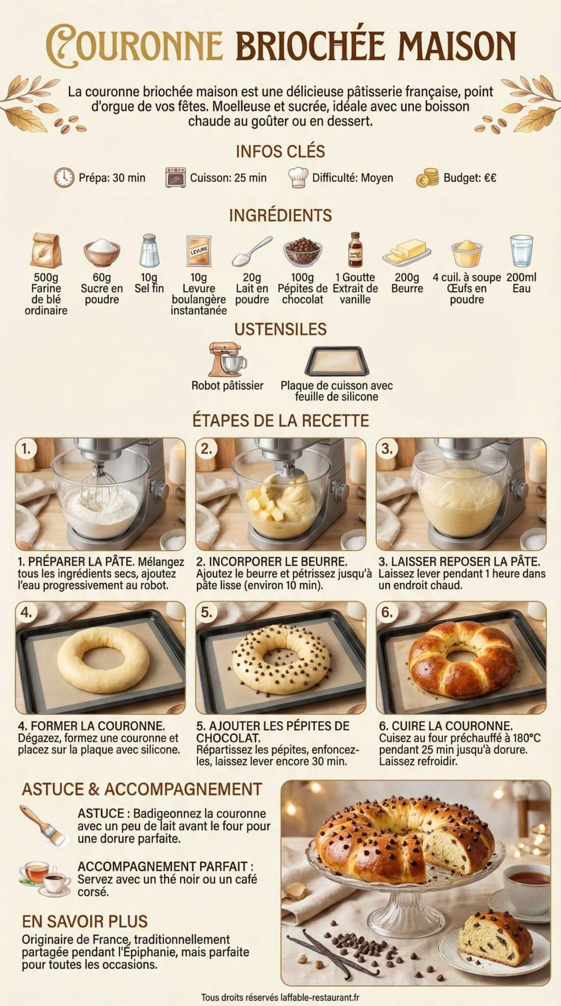 Fiche recette Recette de couronne brioch&eacute;e maison