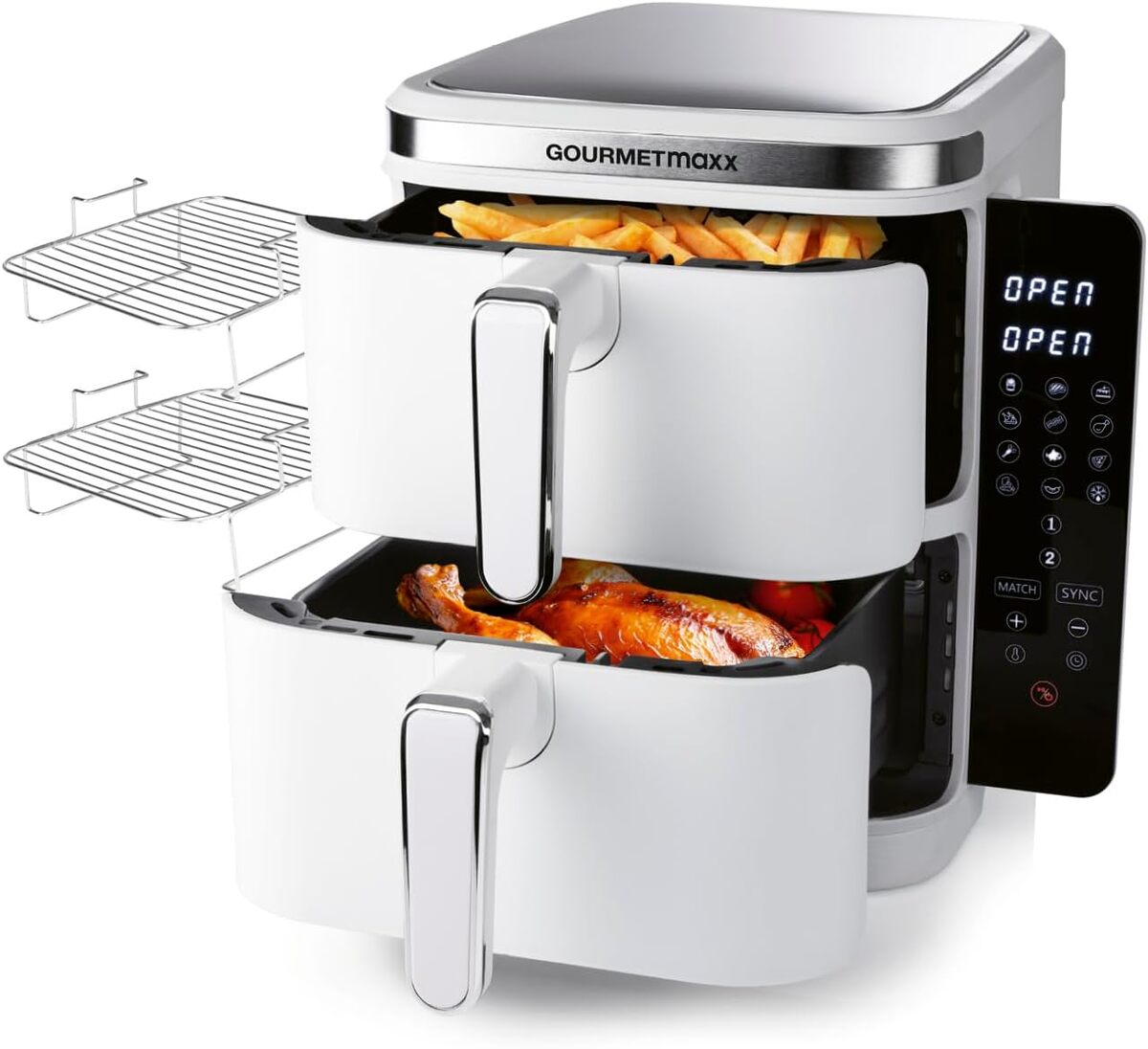 Test de la friteuse à air chaud GOURMETmaxx FryUp : double chambre efficace et compacte