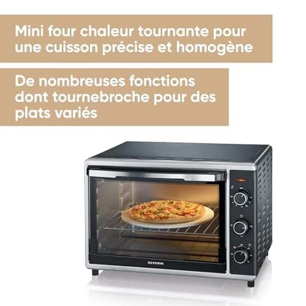 Découvrez notre avis détaillé sur le mini-four Severin TO 2058 : performance de 1 800 W avec chaleur tournante et pierre à pizza. Une solution compacte pour des cuissons parfaites  !