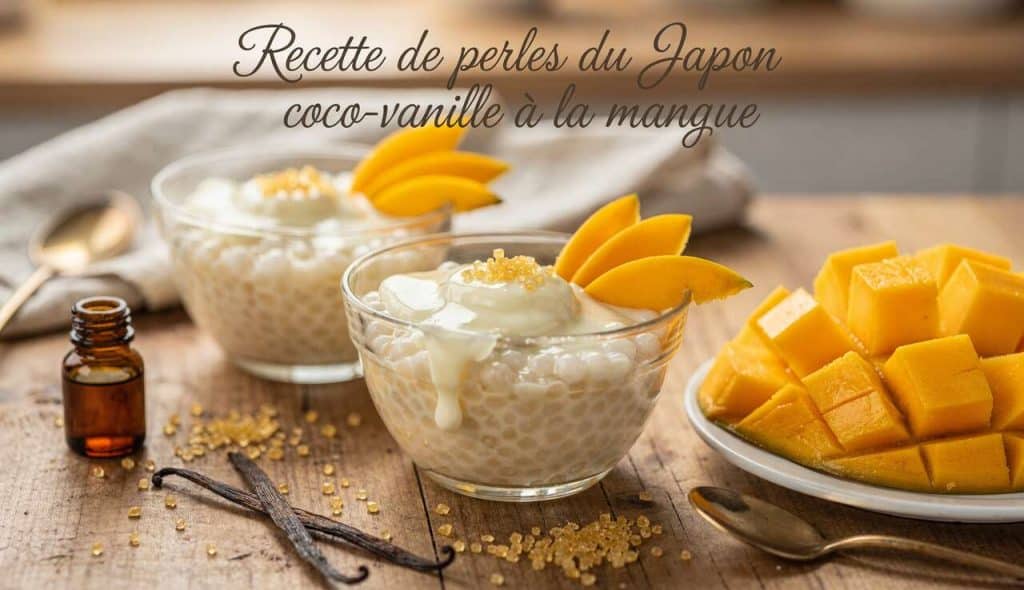 Recette de perles du Japon coco-vanille à la mangue