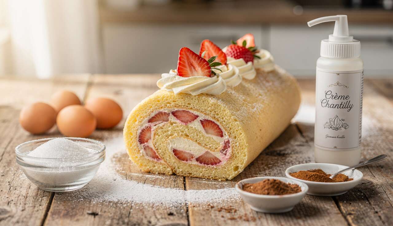 Roulé Fraises Vanille : recette Gourmande et Facile