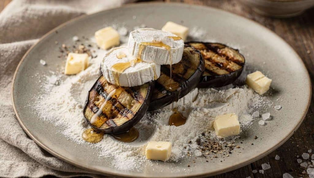 Crumble Aubergines, chèvre et Miel : délicieuse Recette Salée