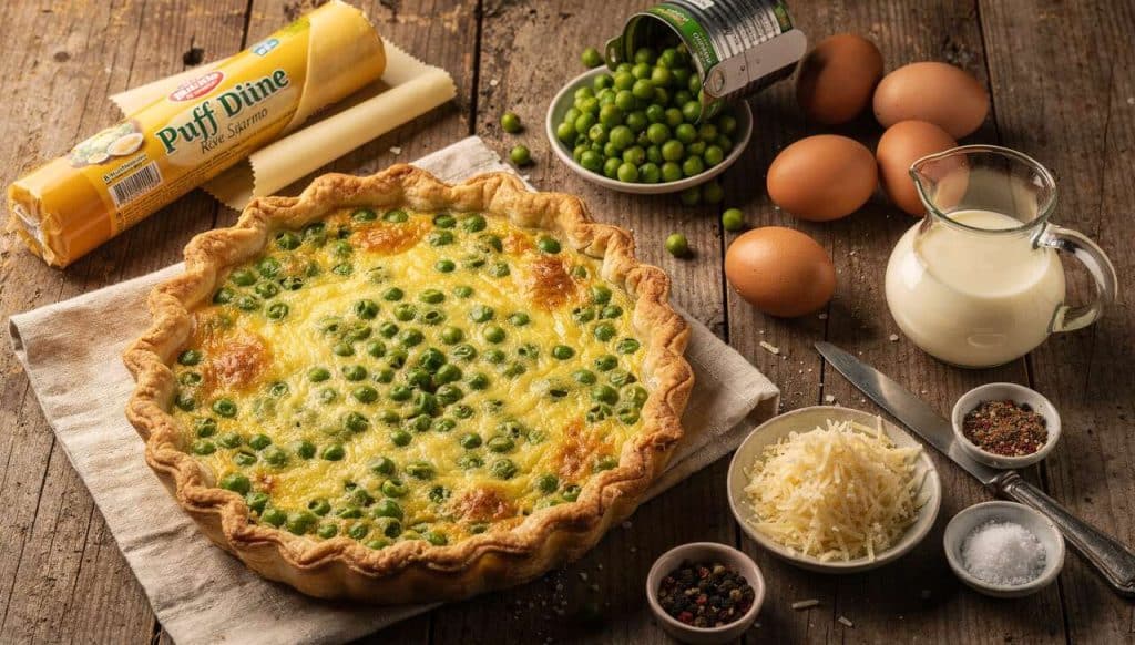 Recette de quiche aux petits pois maison