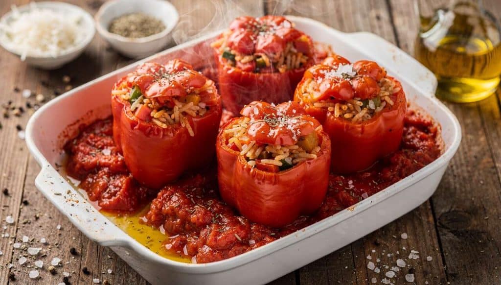 Recette simple et délicieuse de poivrons farcis aux tomates