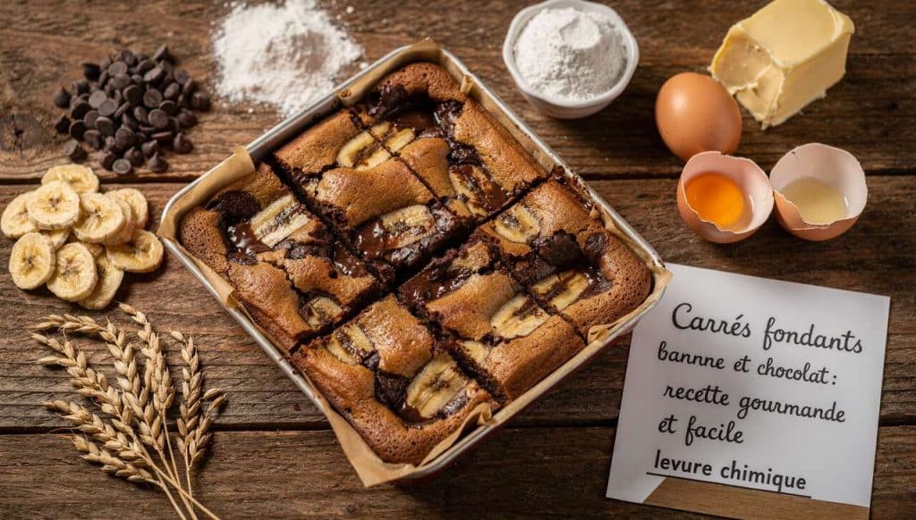 Carrés fondants banane et chocolat : recette gourmande et facile