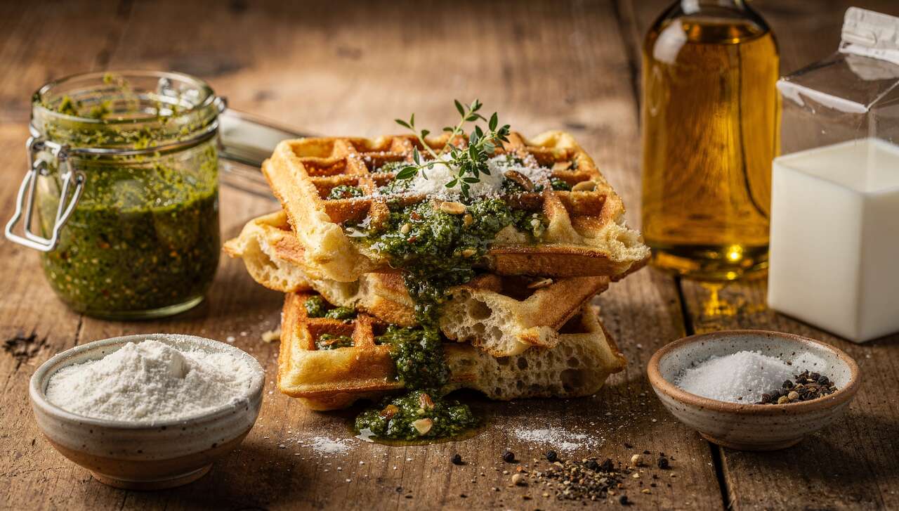 Recette de gaufres salées au pesto : un délice à déguster !