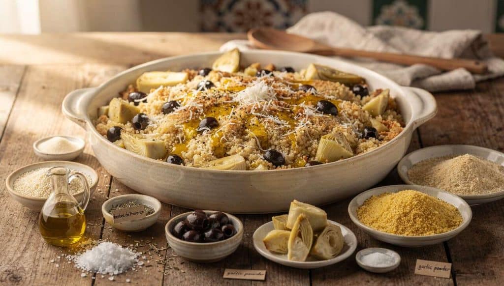 Crumble salé à la méditerranéenne : recette savoureuse et facile