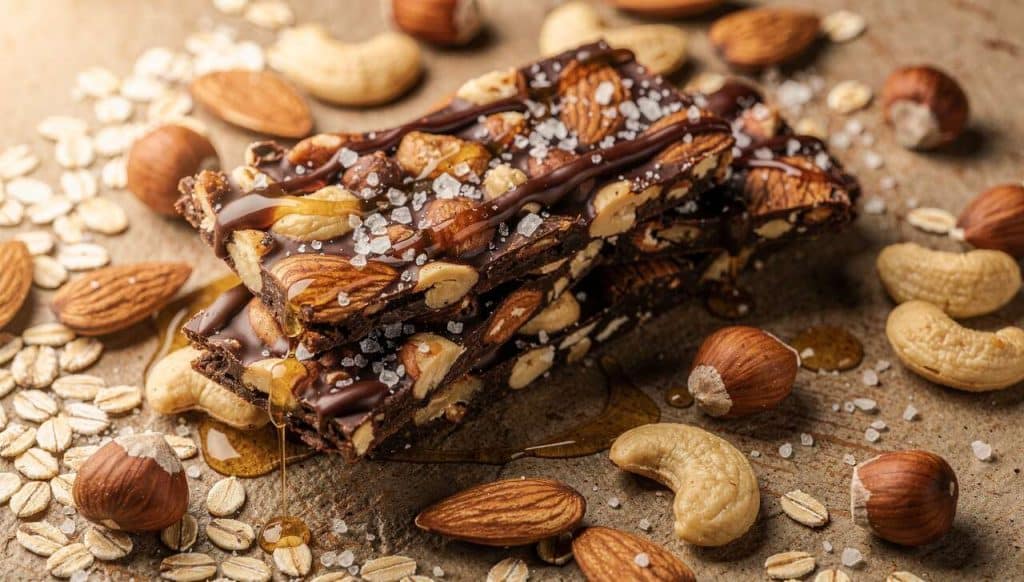 Barres aux oléagineux et chocolat à la fleur de sel : recette gourmande