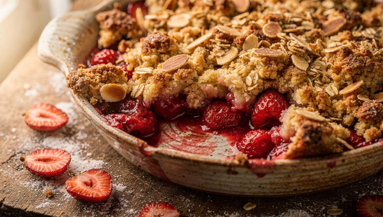 Crumble fraises et amandes : recette gourmande