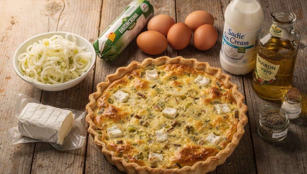 Quiche oignons, poireaux et chèvre : recette savoureuse