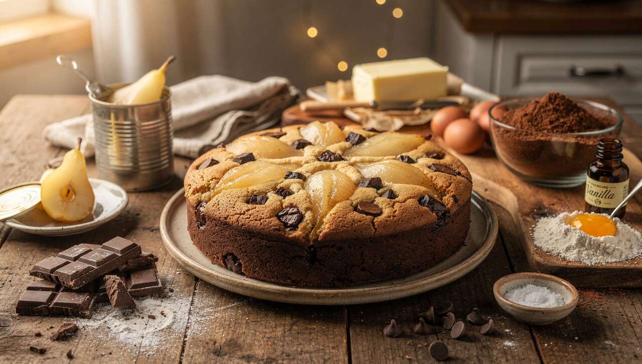 Gâteau aux poires façon brookie : la recette facile