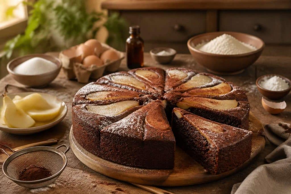 Gâteau fin aux poires et cacao : recette gourmande
