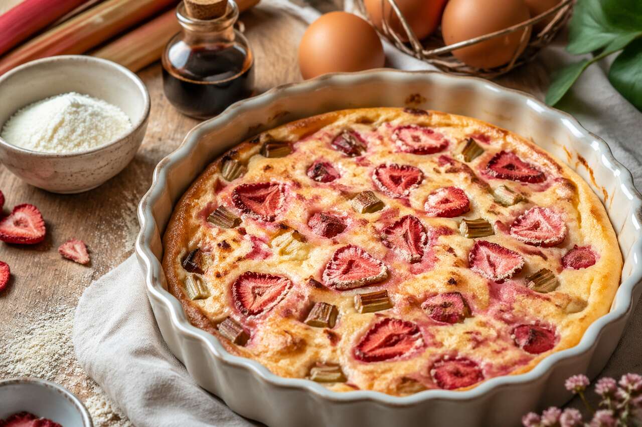Clafoutis fraises rhubarbe : délice estival