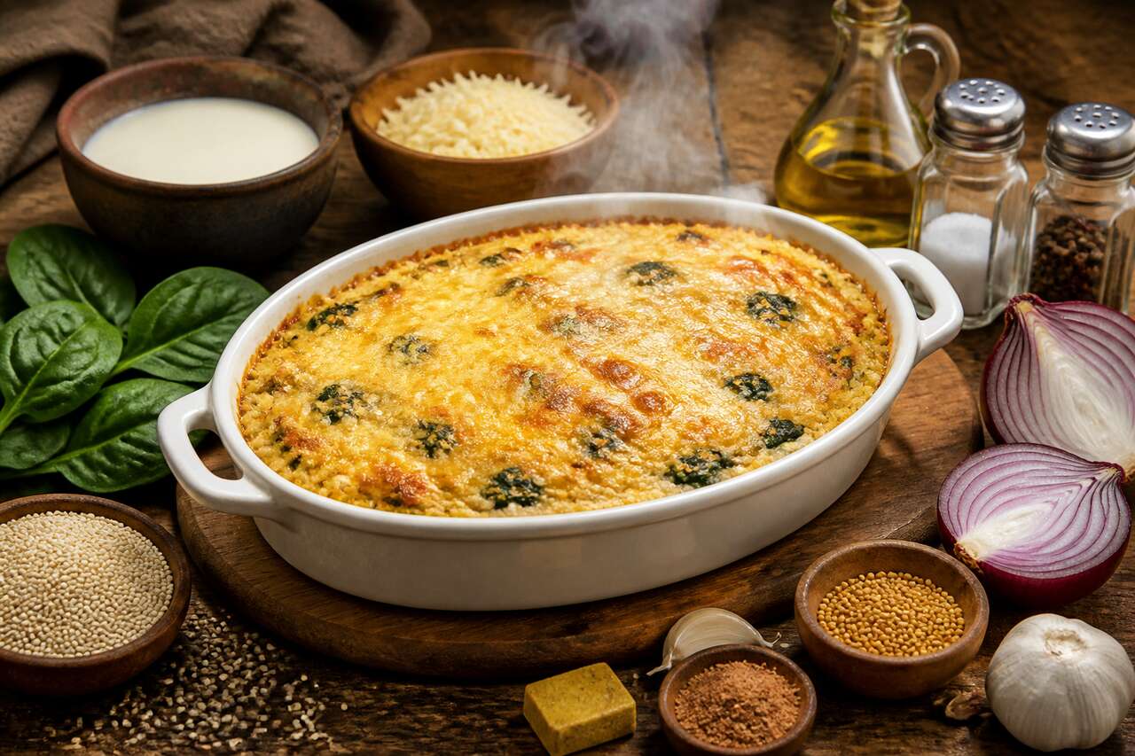 Gratin de quinoa aux épinards : recette saine et savoureuse