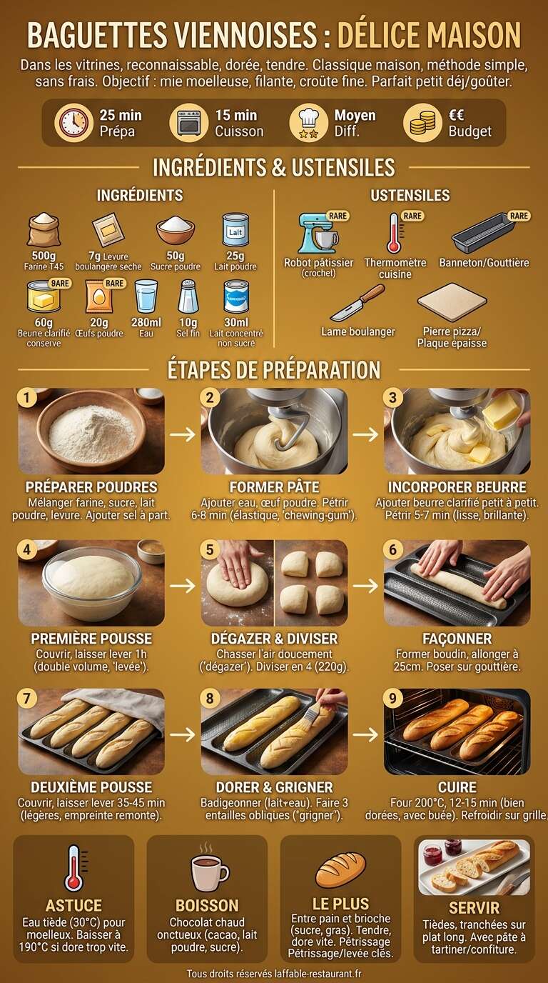 Fiche recette Recette baguettes viennoises : d&eacute;lice maison