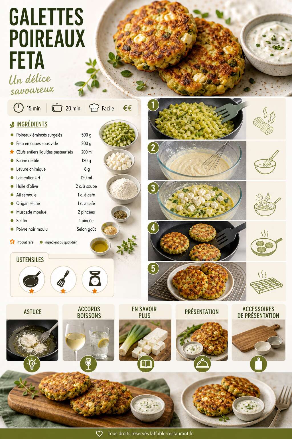 Fiche recette Recette de galettes poireaux feta : un d&eacute;lice savoureux