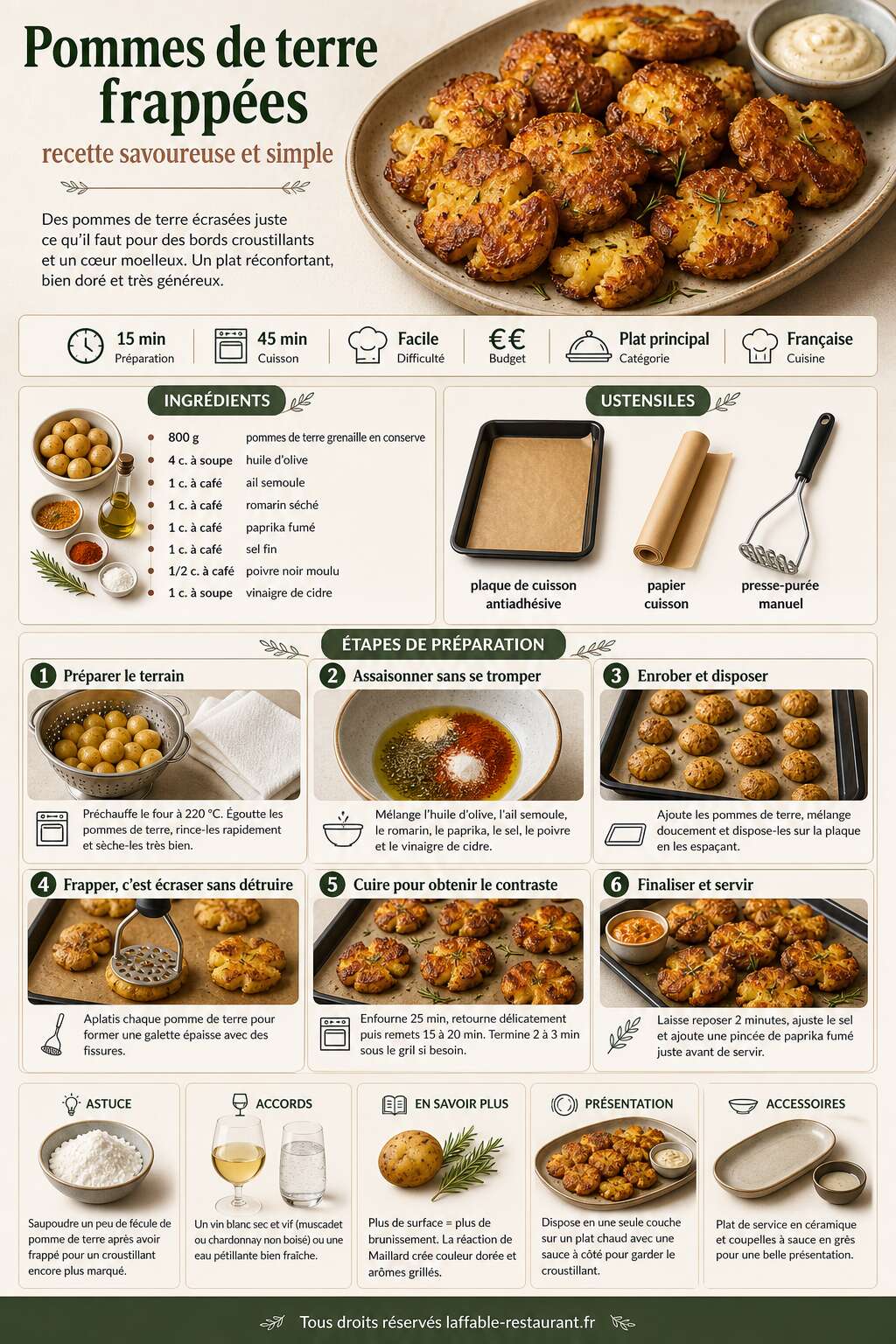 Fiche recette Pommes de terre frapp&eacute;es : recette savoureuse et simple