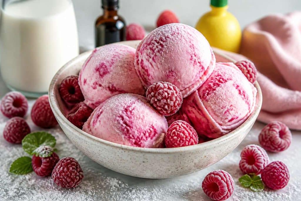 Recette de glace aux framboises maison