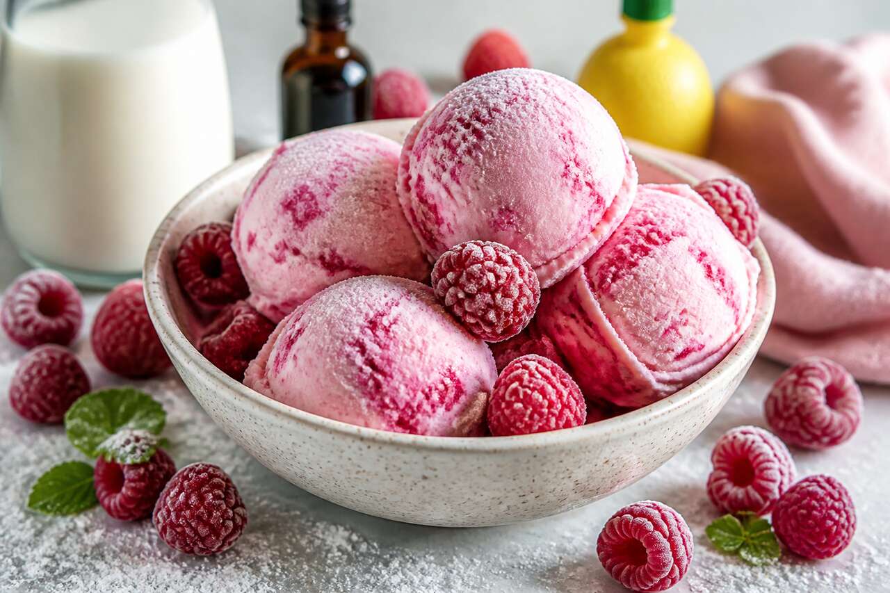Recette de glace aux framboises maison
