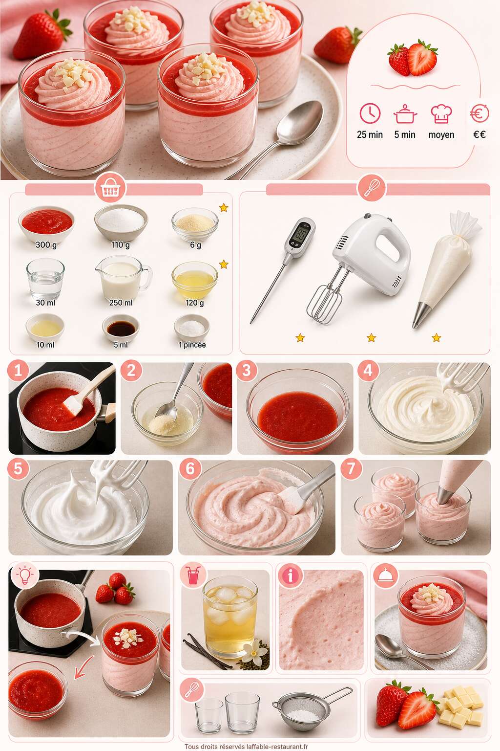 Fiche recette D&eacute;licieuses mousses aux fraises : recette fra&icirc;che et gourmande