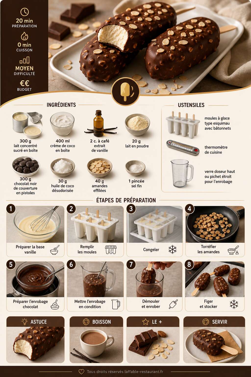 Fiche recette Recette : glaces fa&ccedil;on Magnum maison