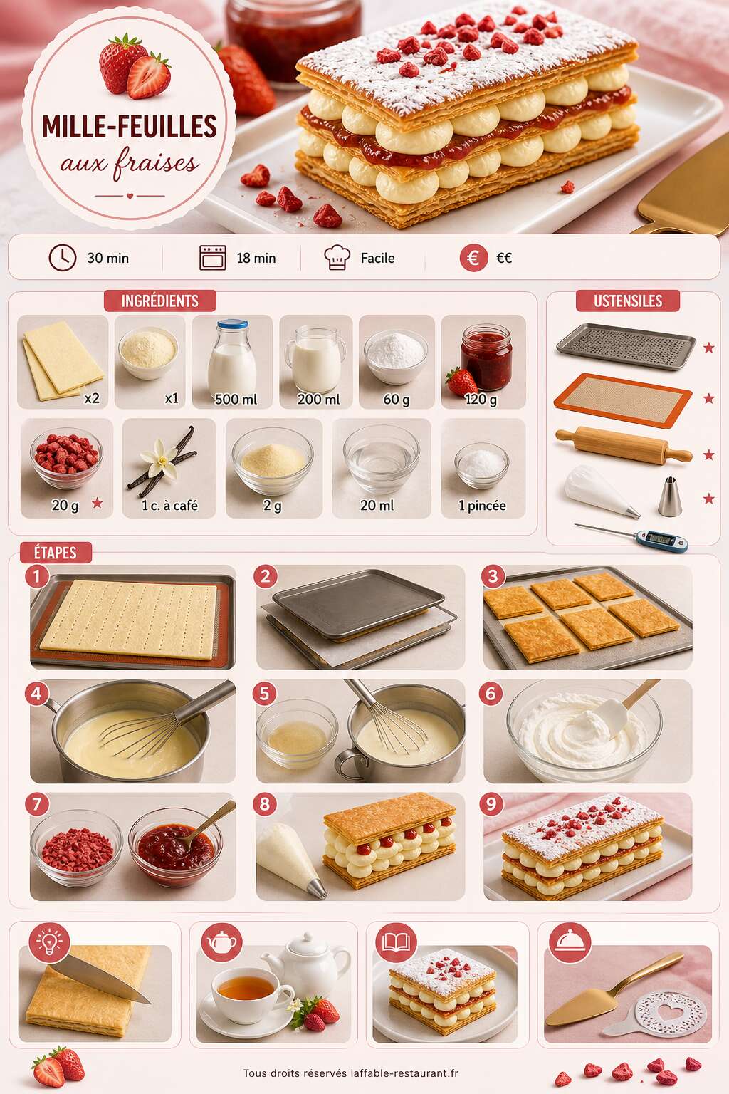 Fiche recette Mille-feuilles aux fraises : recette facile et gourmande