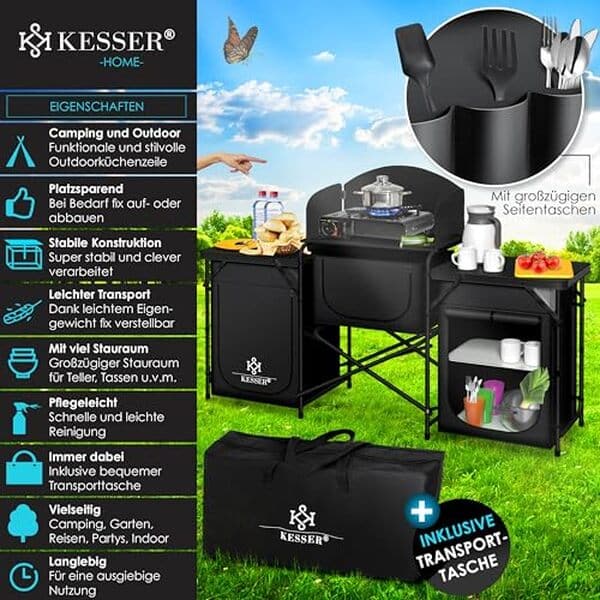Découvrez notre test détaillé de la cuisine de camping KESSER avec sac et tasses : praticité, robustesse et avis d'experts pour des aventures en plein air réussies