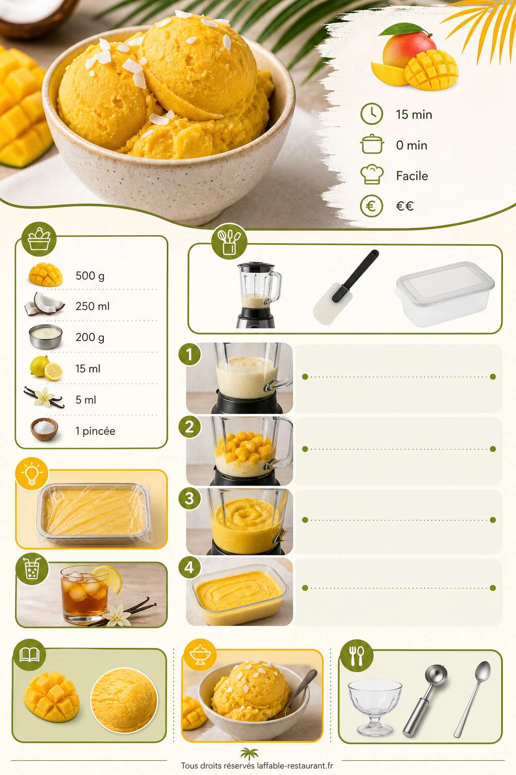 Fiche recette Glace &agrave; la mangue sans sorbeti&egrave;re : recette facile