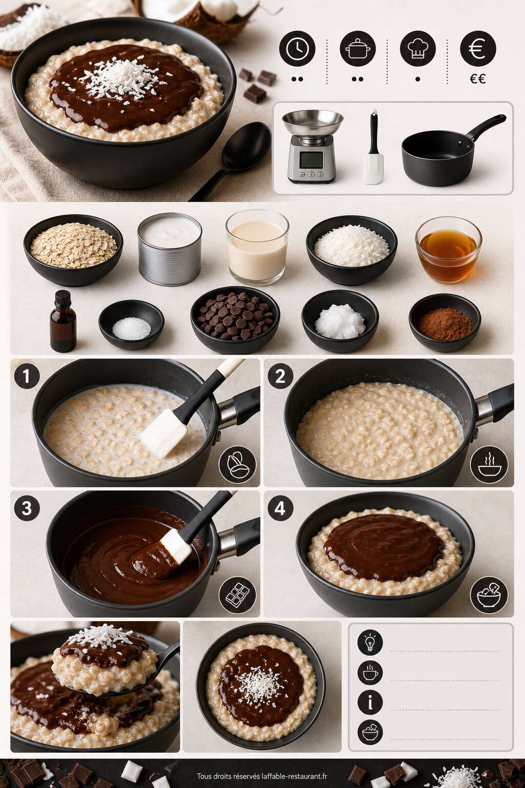 Fiche recette Recette de porridge fa&ccedil;on Bounty : le petit-d&eacute;jeuner gourmand