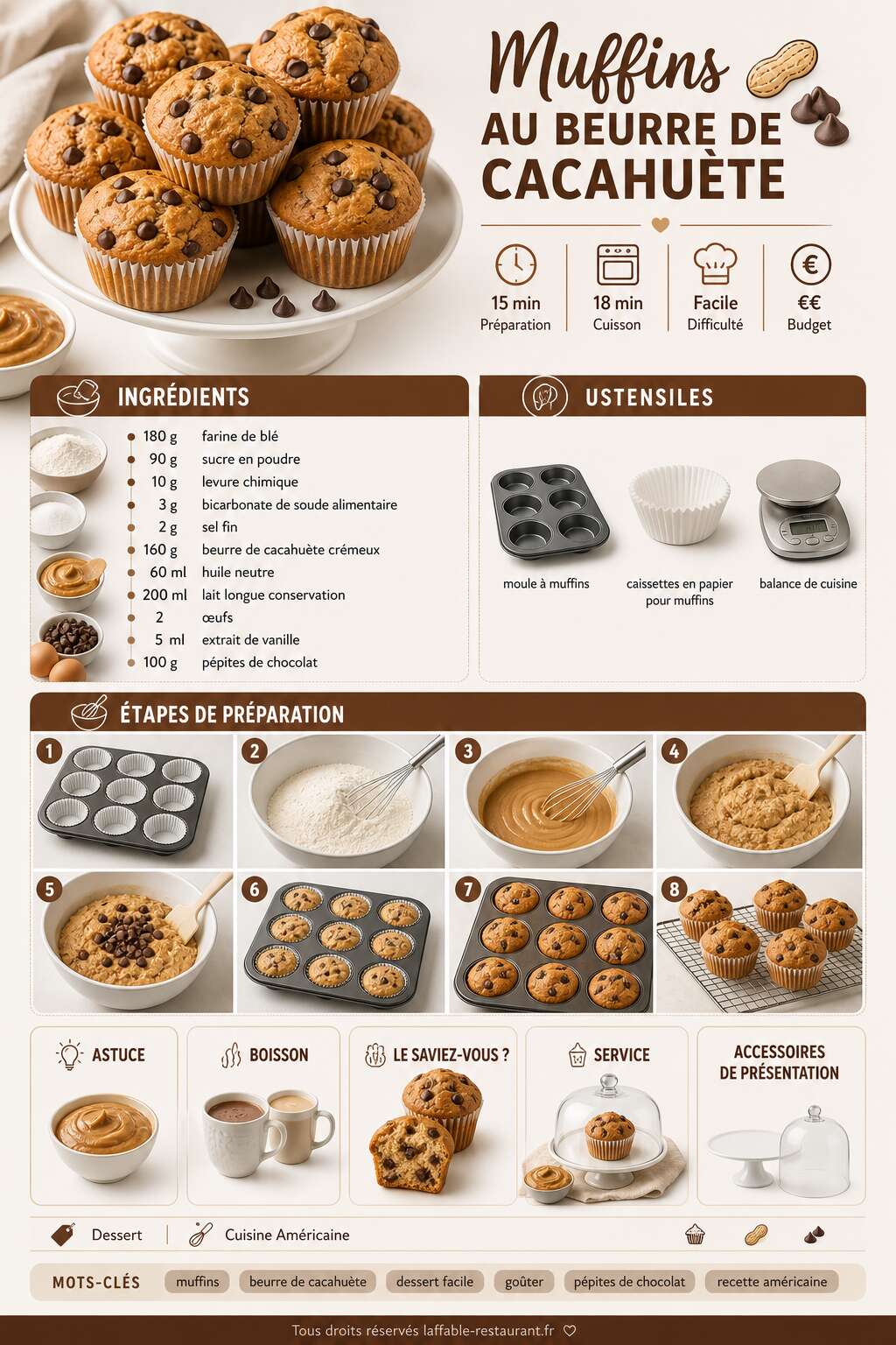 Fiche recette Muffins Au Beurre De Cacahuète : recette Savoureuse Et facile Fiche recette Muffins Au Beurre De Cacahuète : recette Savoureuse Et facile