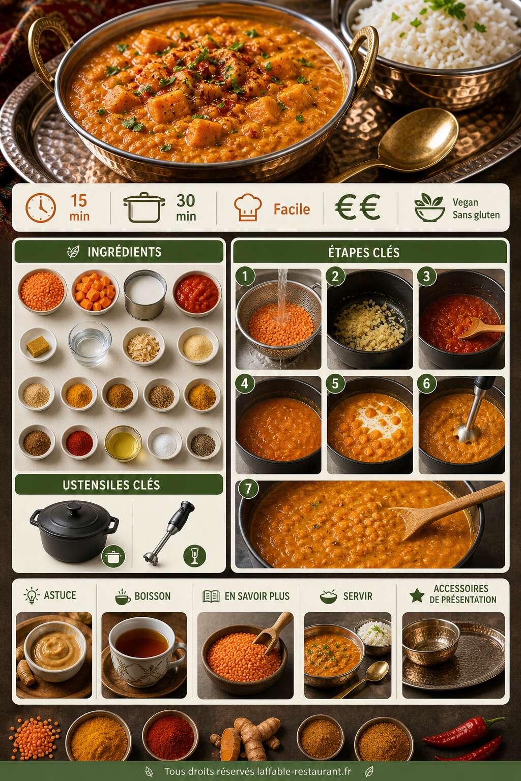 Fiche recette Dhaal de lentilles corail à la patate douce : recette savoureuse Fiche recette Dhaal de lentilles corail à la patate douce : recette savoureuse