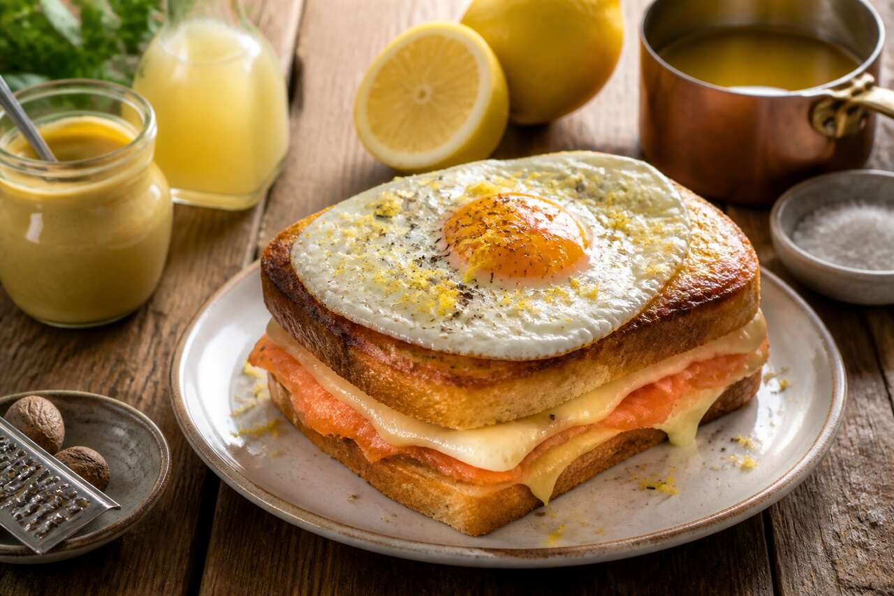 Croque-madame au saumon et citron : recette gourmande