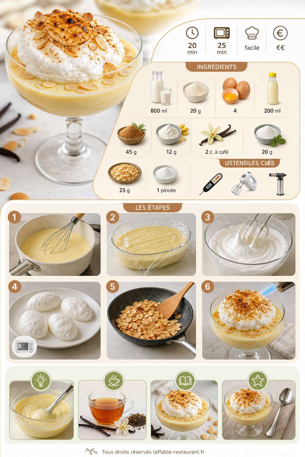 Fiche recette &Icirc;le flottante saine : recette gourmande et l&eacute;g&egrave;re