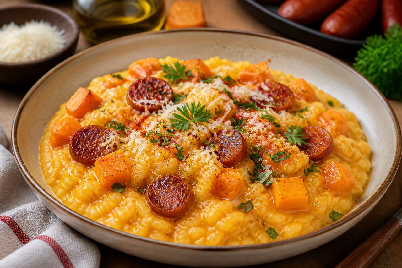 Risotto de patate douce et chorizo : recette savoureuse et facile