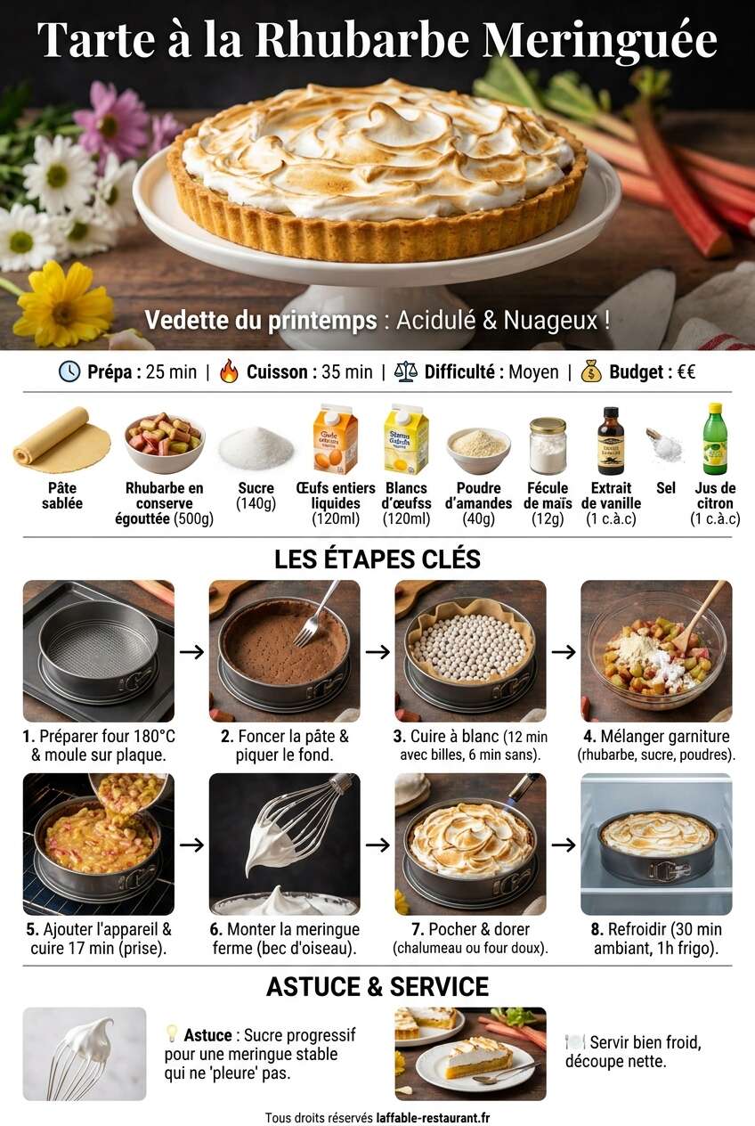 Fiche recette Recette de tarte à la rhubarbe meringuée Fiche recette Recette de tarte à la rhubarbe meringuée