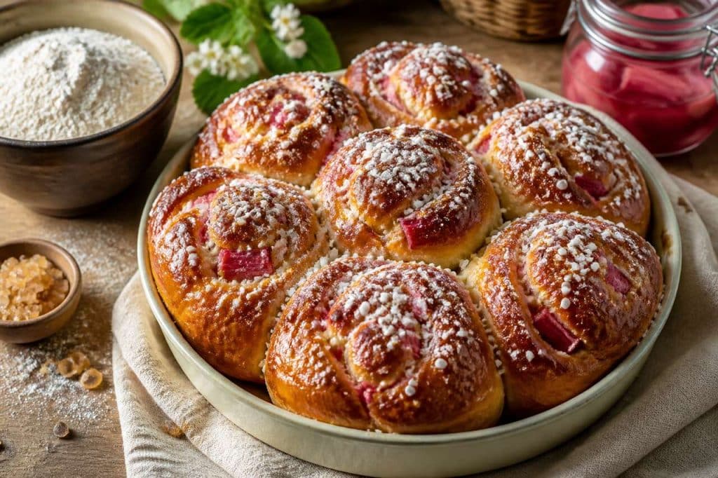 Recette de brioches à la vanille et à la rhubarbe