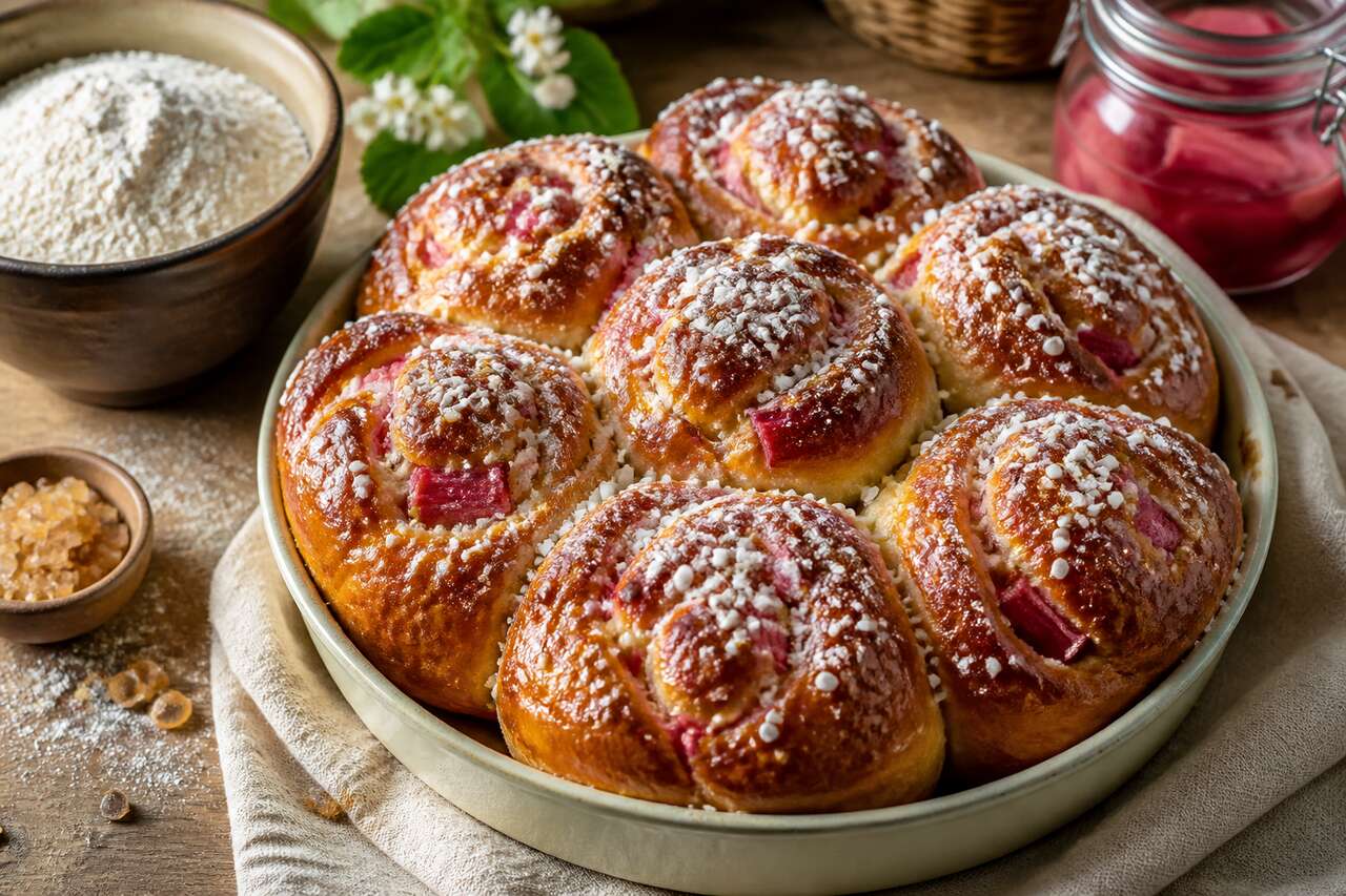 Recette de brioches à la vanille et à la rhubarbe