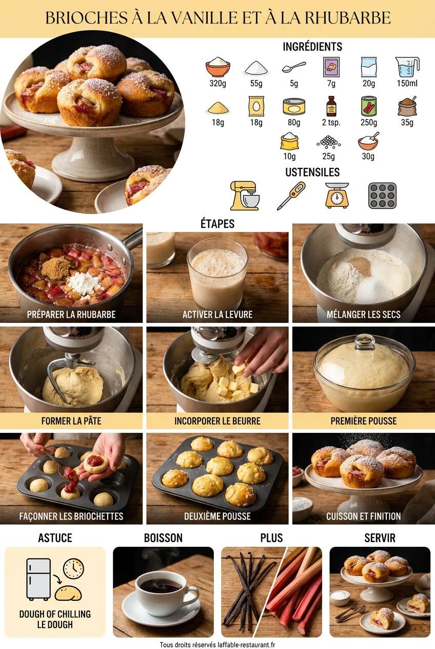 Fiche recette Recette de brioches à la vanille et à la rhubarbe Fiche recette Recette de brioches à la vanille et à la rhubarbe