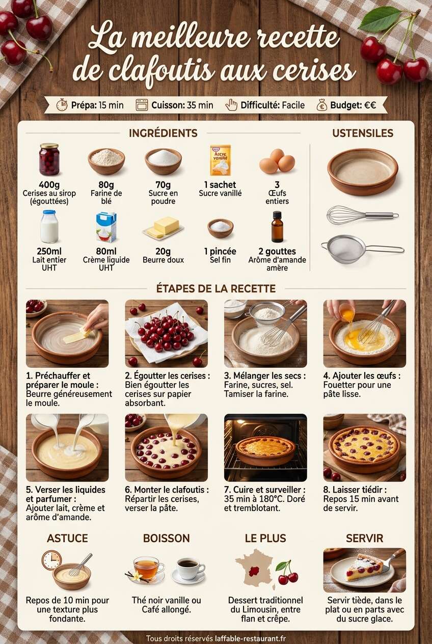 Fiche recette La meilleure recette de clafoutis aux cerises