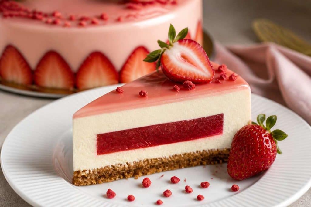 Recette d'entremets aux fraises et à la vanille