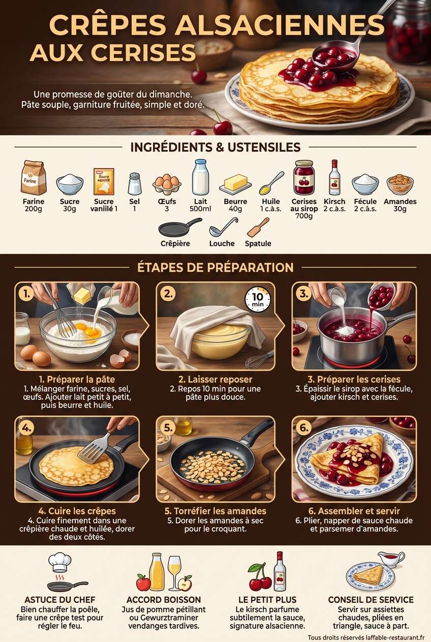 Fiche recette Recette des crêpes alsaciennes aux cerises Fiche recette Recette des crêpes alsaciennes aux cerises