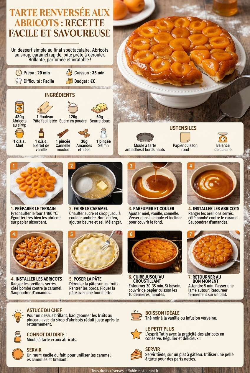 Fiche recette Tarte renversée aux abricots : recette facile et savoureuse Fiche recette Tarte renversée aux abricots : recette facile et savoureuse