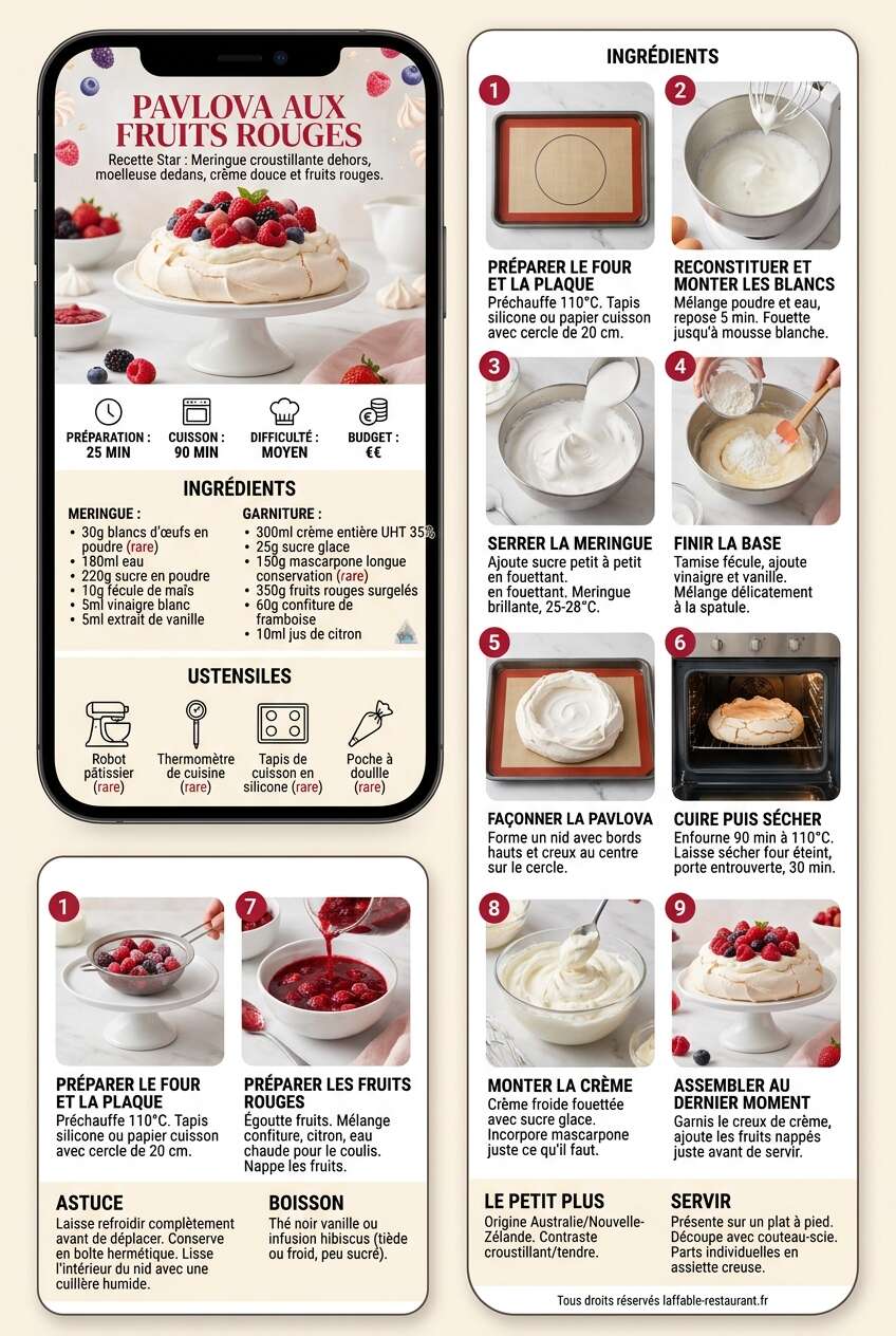 Fiche recette Recette de pavlova aux fruits rouges Fiche recette Recette de pavlova aux fruits rouges