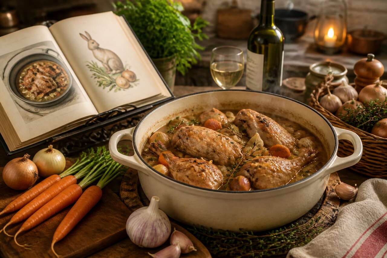 Origines du lapin au vin blanc Origines du lapin au vin blanc