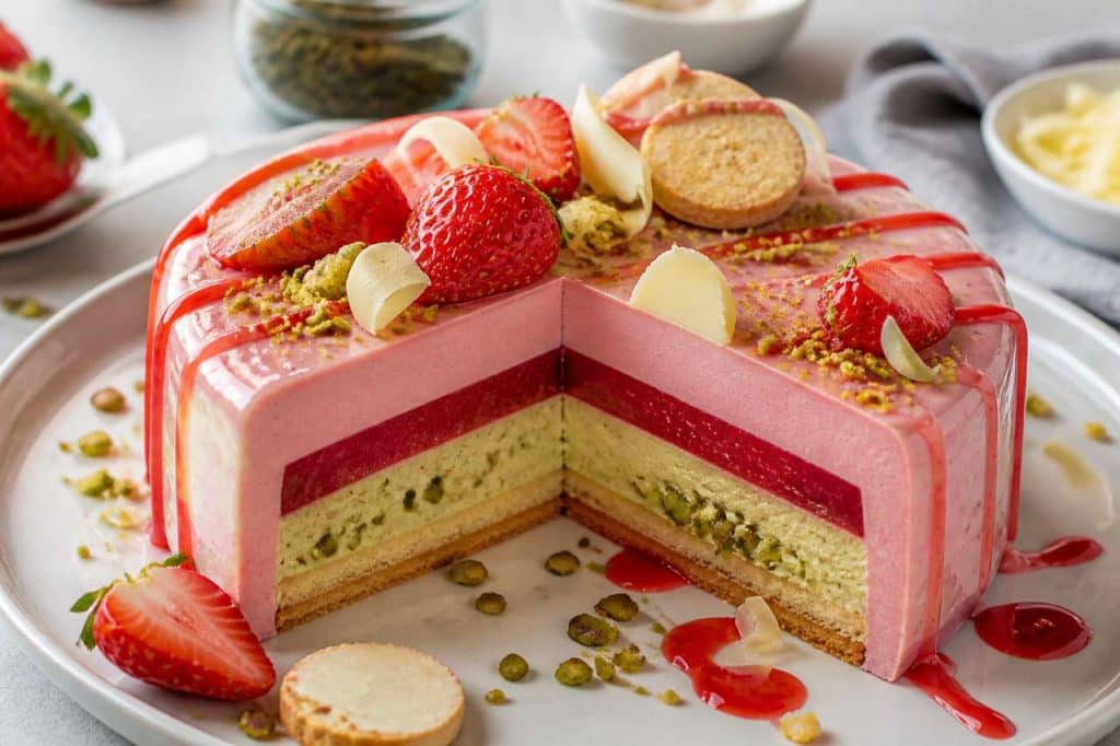 Recette d'entremets fraises et pistache