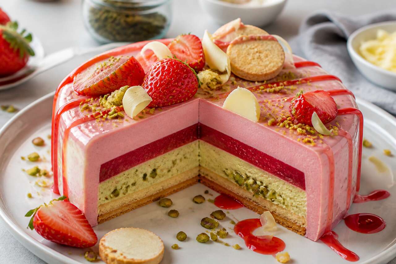 Recette d'entremets fraises et pistache
