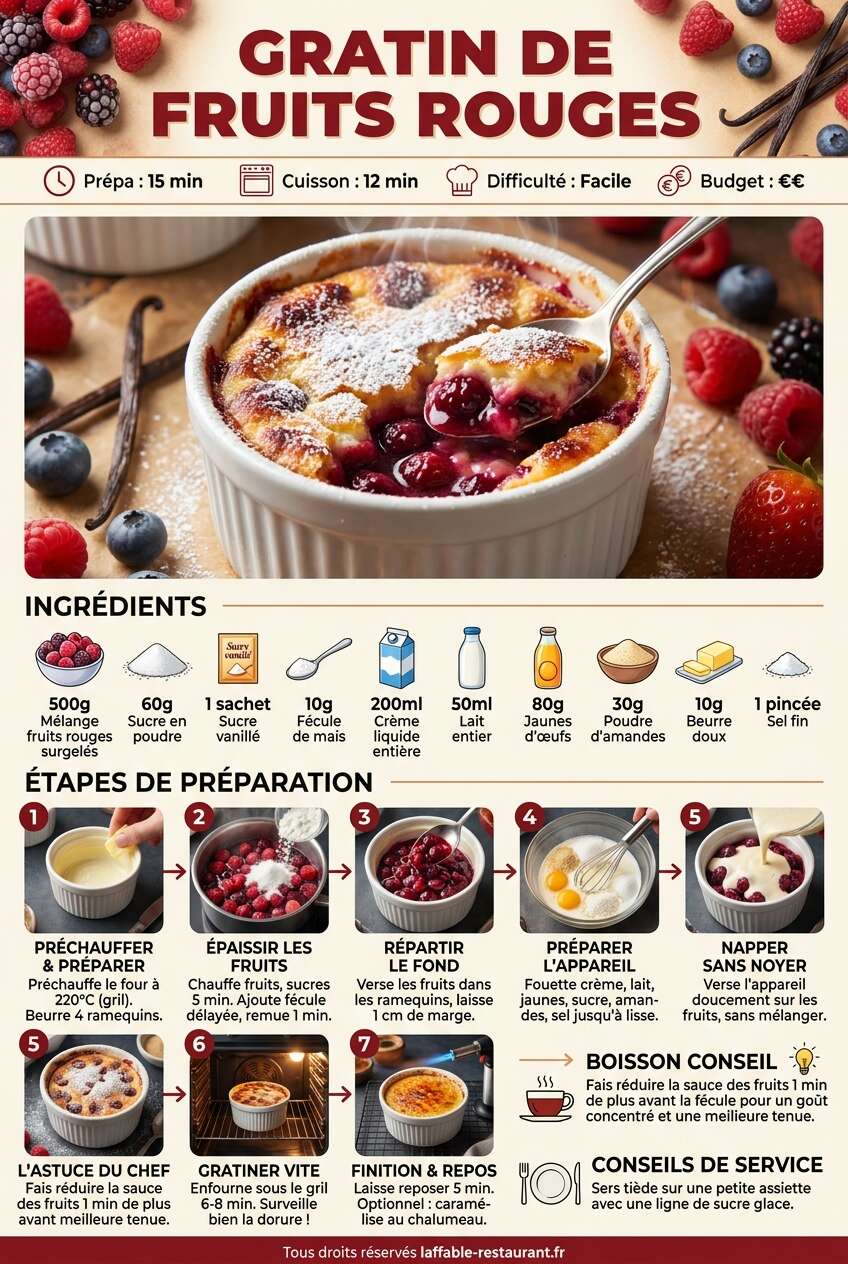 Fiche recette Recette du gratin de fruits rouges