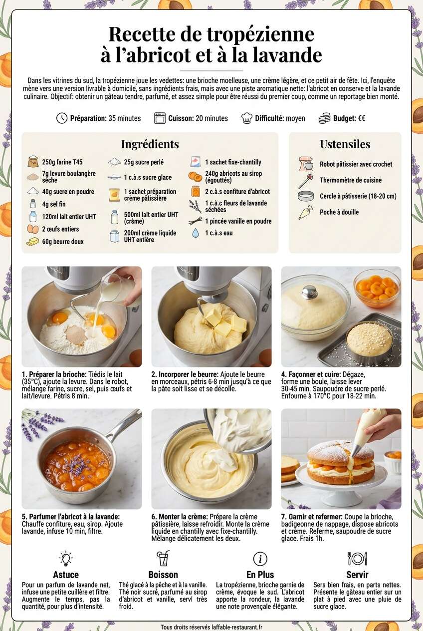 Fiche recette Recette de trop&eacute;zienne &agrave; l'abricot et &agrave; la lavande